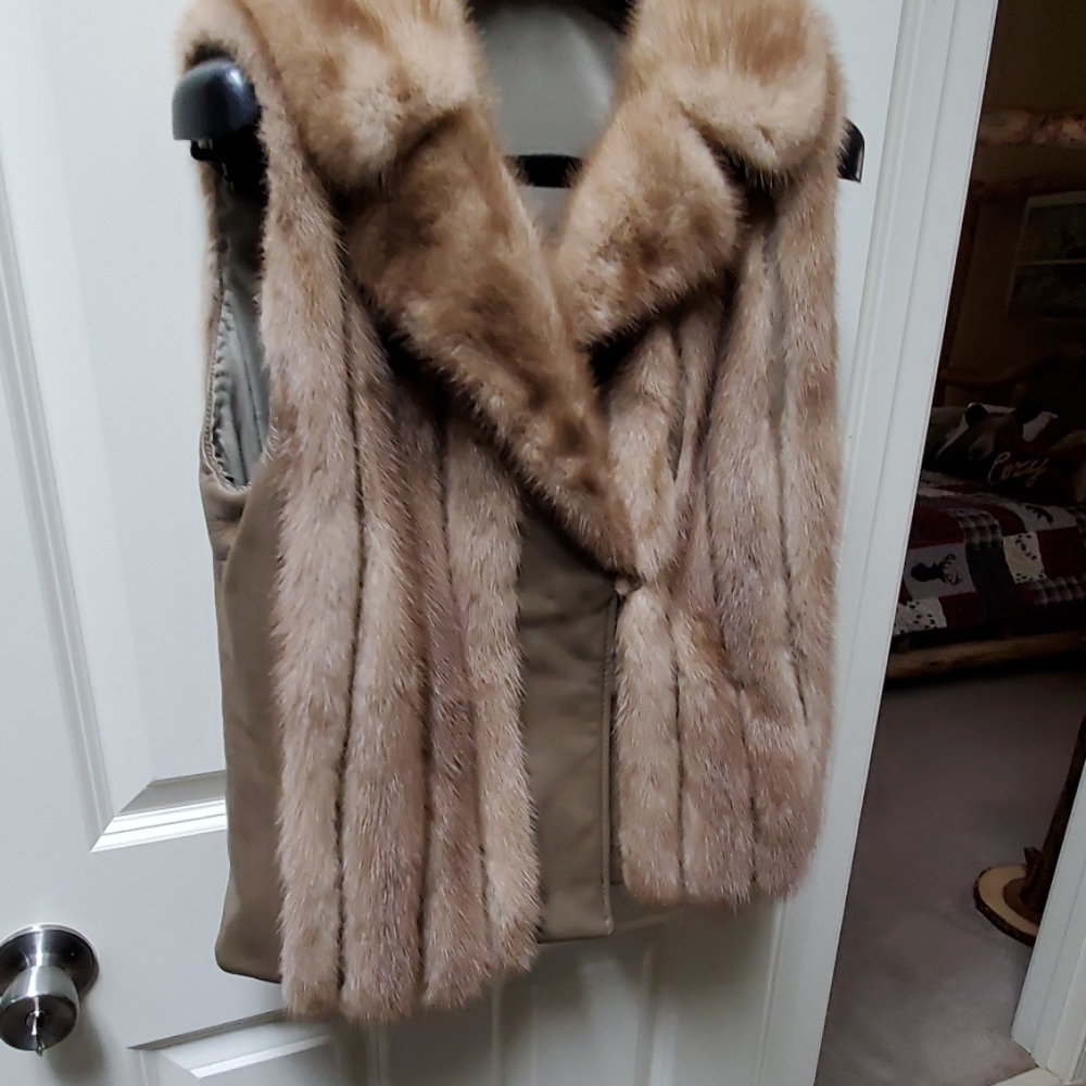 Mink and leather vest